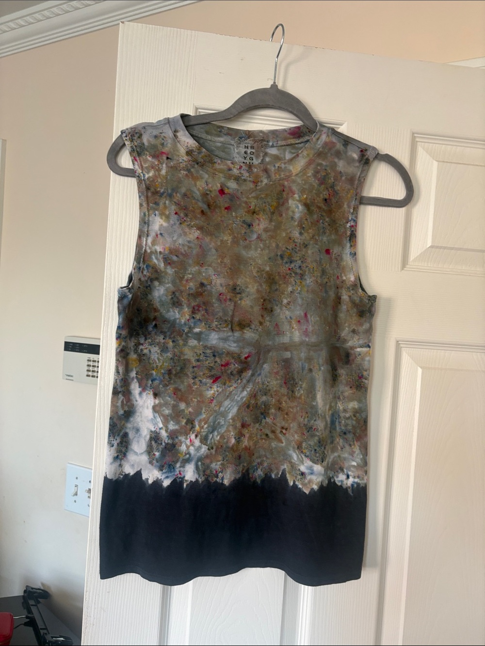 Sleeveless Tie-Dye Muscle Tank in Black and Multicolor